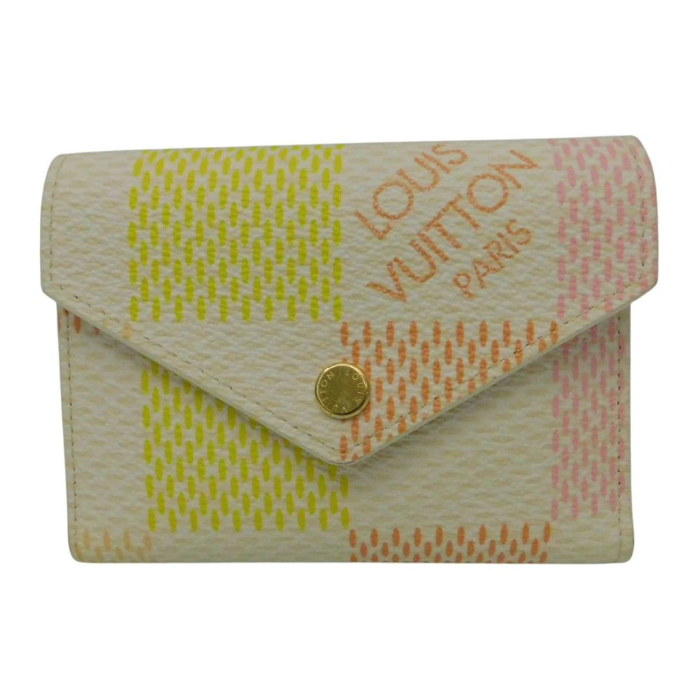 Louis Vuitton Portefeuille Victorine Damier Wallet Canvas Leather Pink Orange